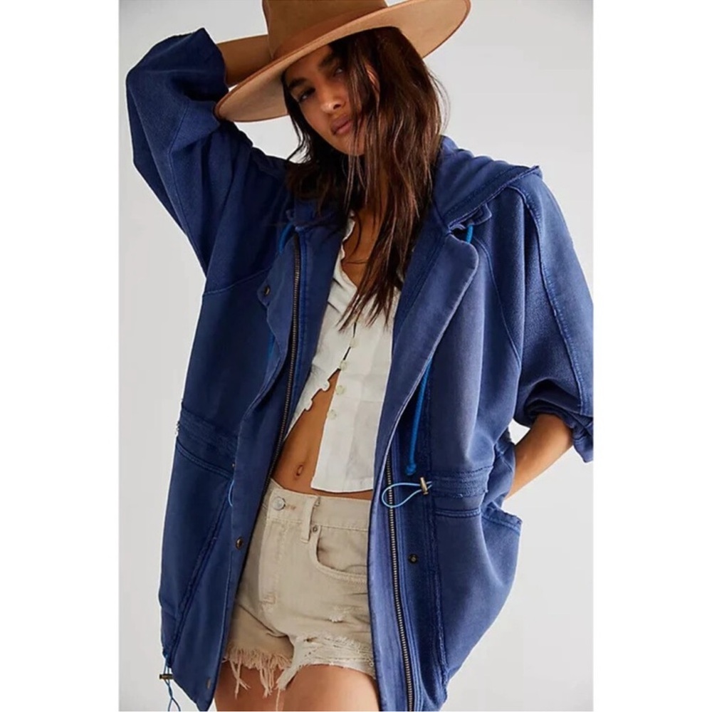 Free people lost coast cardi hoodie blue